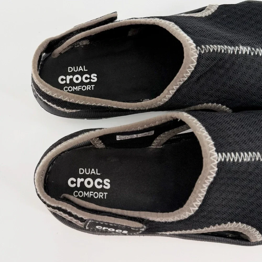 CROCS Swiftwater Mesh Water Sandals Black Grey Kids Junior Size 3 J3